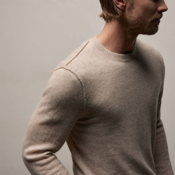Soft Featherweight Cashmere Crew in Light Beige | James Perse Los Angeles