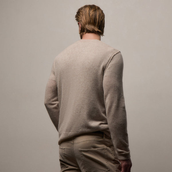 Soft Featherweight Cashmere Crew in Light Beige | James Perse Los Angeles