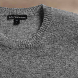 Soft Featherweight Cashmere Crew in Mid Heather Grey | James Perse Los Angeles