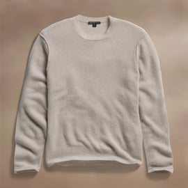 Soft Featherweight Cashmere Crew in Tan | James Perse Los Angeles