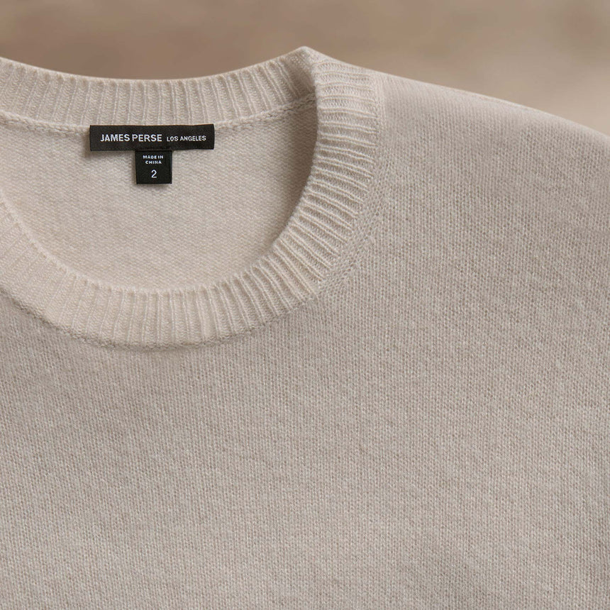 Soft Featherweight Cashmere Crew in Tan | James Perse Los Angeles