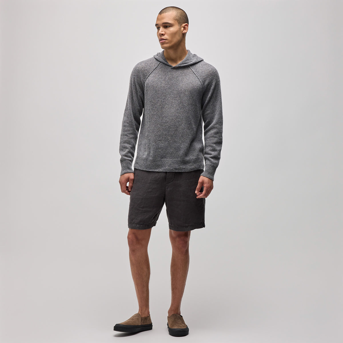 Soft Featherweight Cashmere Hoodie in Heather Grey | James Perse Los Angeles