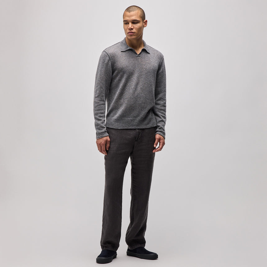 Soft Featherweight Cashmere Polo in Heather Grey | James Perse Los Angeles