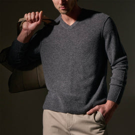 Open Knit Cashmere VinNeck in Flannel | James Perse Los Angeles