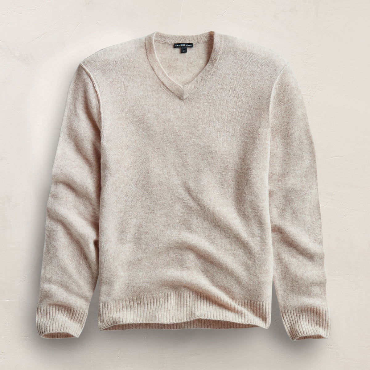 Soft Featherweight Cashmere V Neck in Light Beige | James Perse Los Angeles