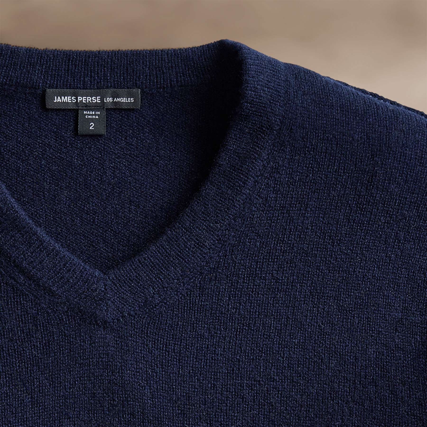 Soft Featherweight Cashmere V Neck in Navy | James Perse Los Angeles