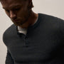 Soft Featherweight Cashmere Waffle Henley in Coal | James Perse Los Angeles