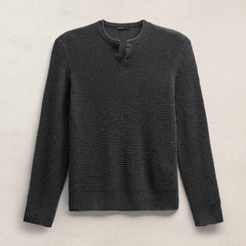 Soft Featherweight Cashmere Waffle Henley in Coal | James Perse Los Angeles