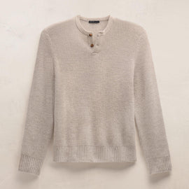 Soft Featherweight Cashmere Waffle Henley in Light Beige | James Perse Los Angeles