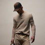 Soft Featherweight Cashmere Waffle Henley in Light Beige | James Perse Los Angeles