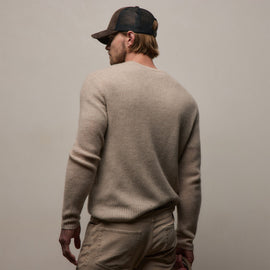 Soft Featherweight Cashmere Waffle Henley in Light Beige | James Perse Los Angeles