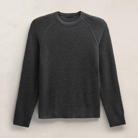 Soft Featherweight Cashmere Waffle Crew in Coal | James Perse Los Angeles FLAT