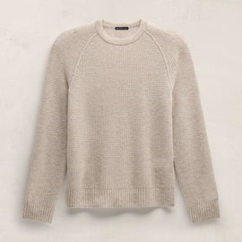 Soft Featherweight Cashmere Waffle Crew in Light Beige | James Perse Los Angeles FLAT
