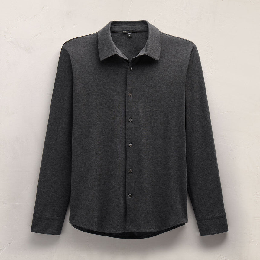 Performance Supima Pique Shirt in Black | James Perse Los Angeles