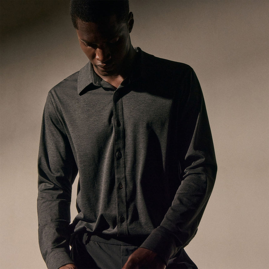 Performance Supima Pique Shirt in Black | James Perse Los Angeles