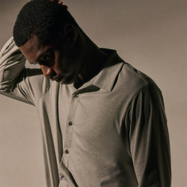 Performance Supima Pique Shirt in Concrete | James Perse Los Angeles