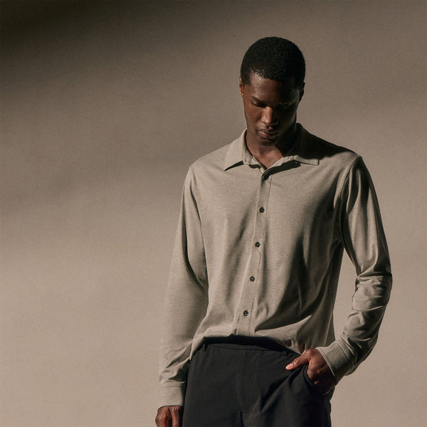 Performance Supima Pique Shirt in Concrete | James Perse Los Angeles