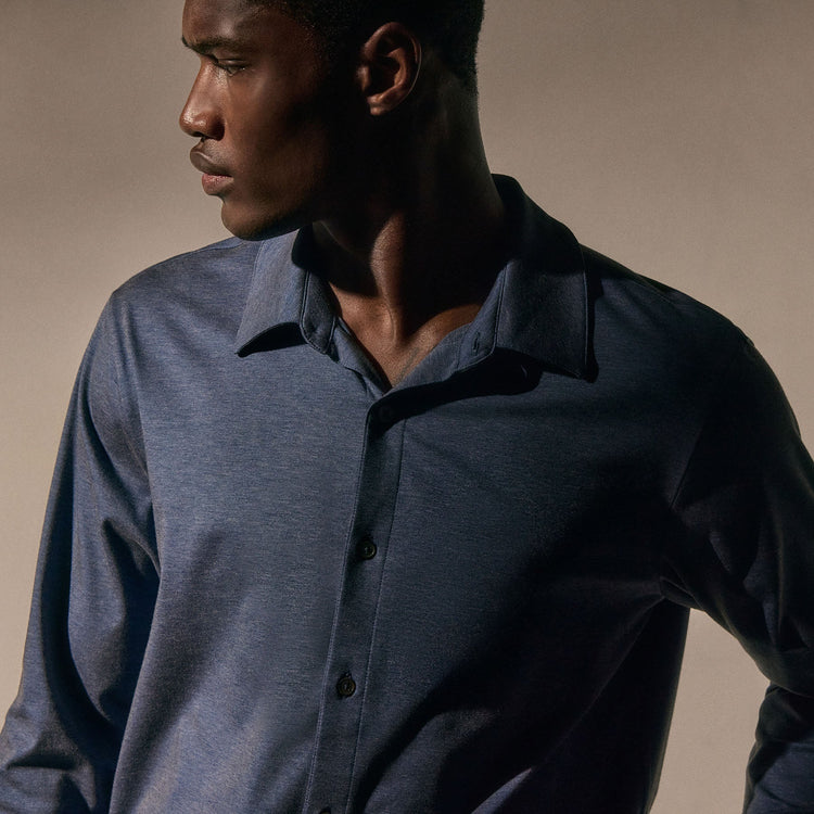 Performance Supima Pique Shirt in Mid Blue | James Perse Los Angeles