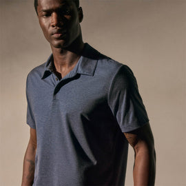 Performance Supima Pique Short Sleeve Polo in Mid Blue | James Perse Los Angeles