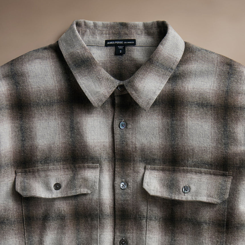 Plaid Flannel Shirt  in Beige Plaid | James Perse Los Angeles