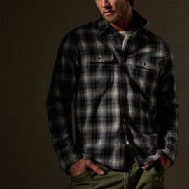 Plaid Flannel Shirt  in Black/White | James Perse Los Angeles