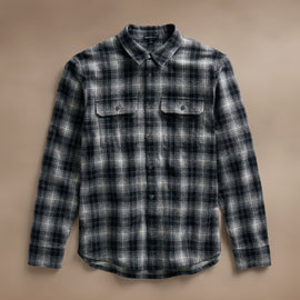 Plaid Flannel Shirt  in Black/White | James Perse Los Angeles