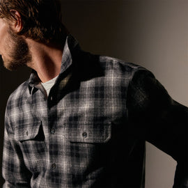 Plaid Flannel Shirt  in Black/White | James Perse Los Angeles