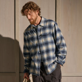 Brushed Flannel Plaid Shirt - Blue Plaid