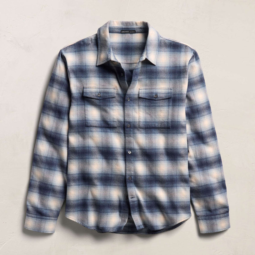 Soft Flannel Plaid Shirt - Blue Plaid