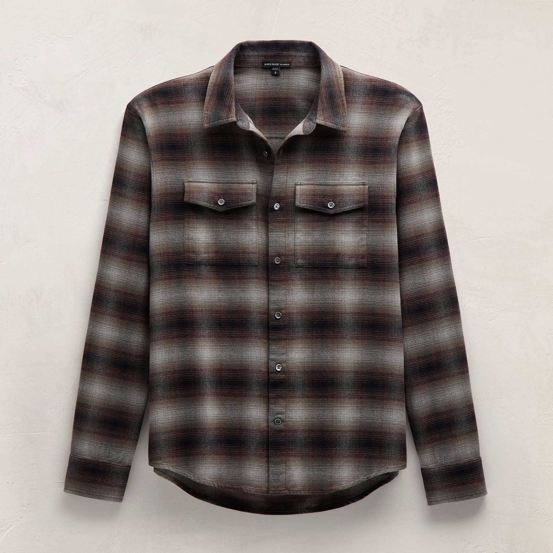 Soft Flannel Plaid Shirt - Cocoa Plaid | James Perse Los Angeles