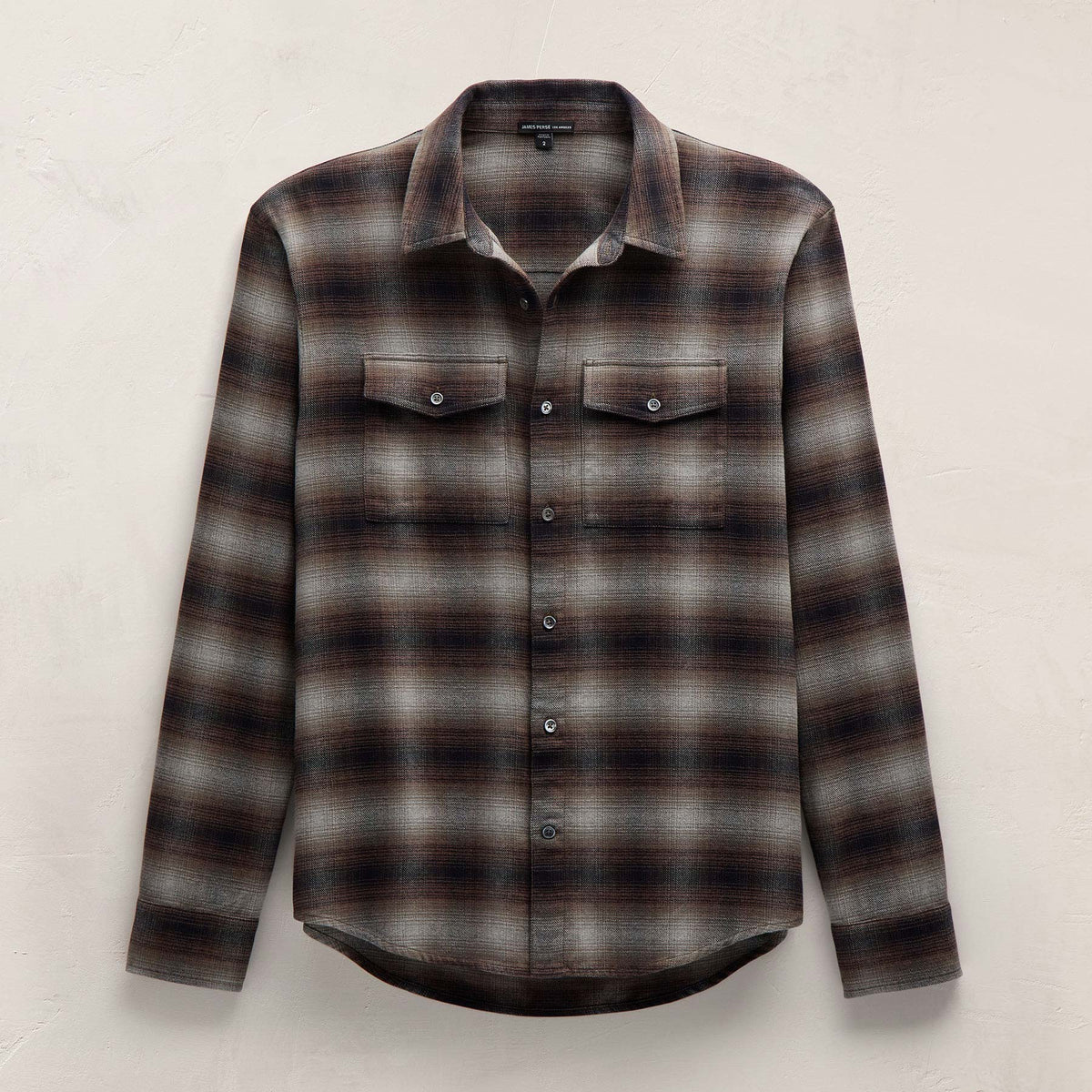 Soft Flannel Plaid Shirt in Cocoa Plaid | James Perse Los Angeles