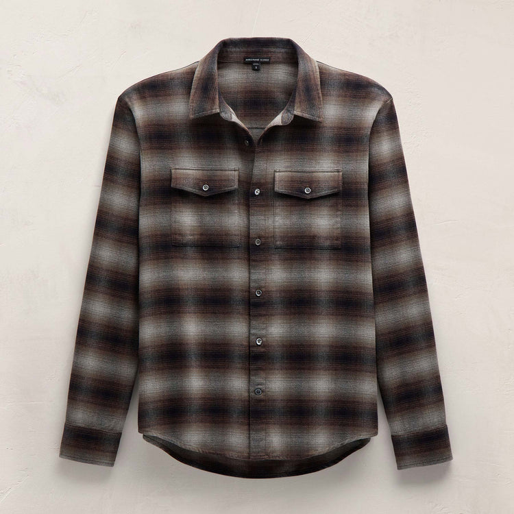 Soft Flannel Plaid Shirt in Cocoa Plaid | James Perse Los Angeles