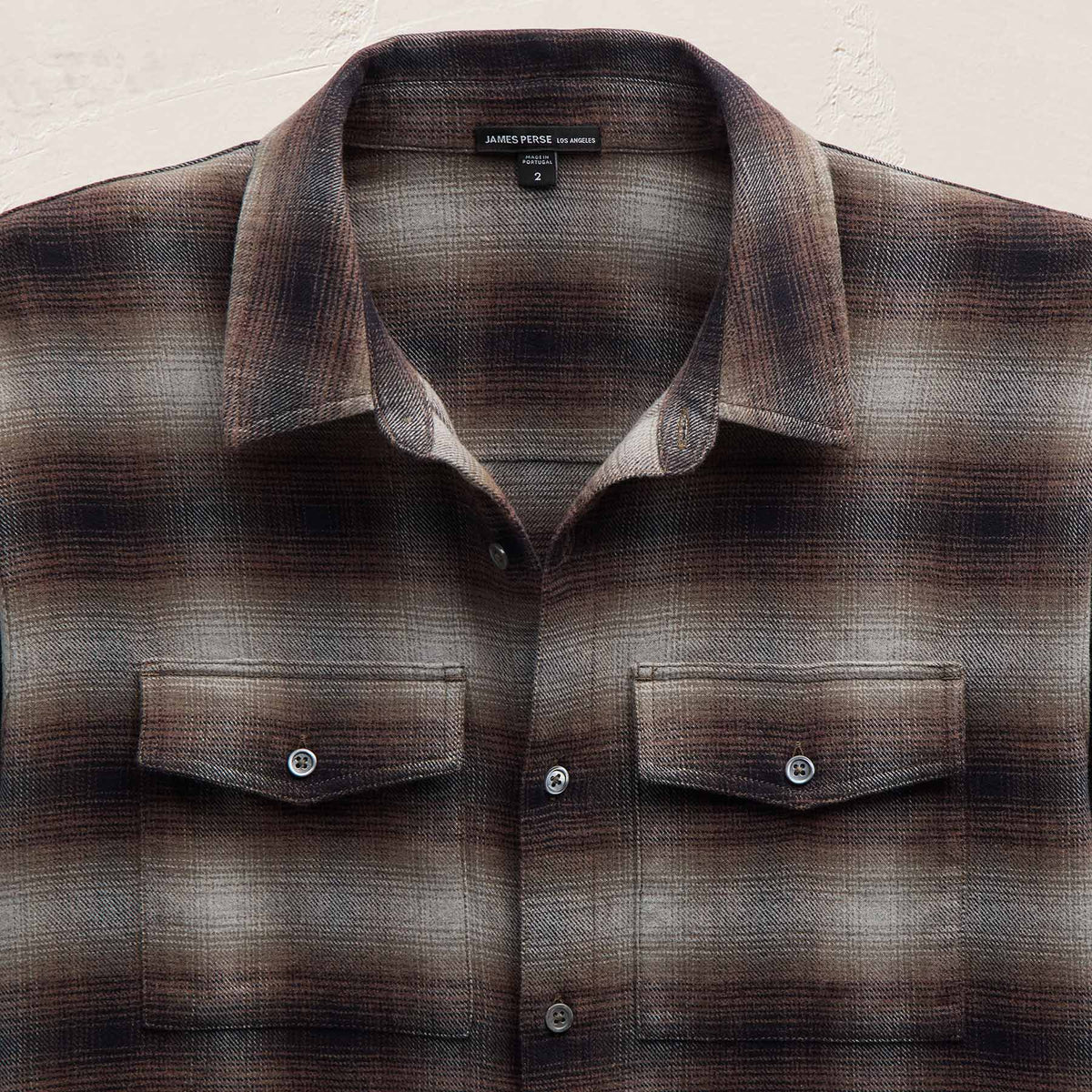 Soft Flannel Plaid Shirt in Cocoa Plaid | James Perse Los Angeles