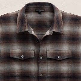 Soft Flannel Plaid Shirt in Cocoa Plaid | James Perse Los Angeles