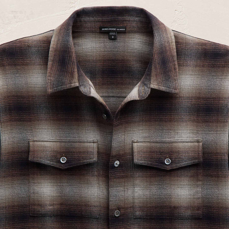Soft Flannel Plaid Shirt in Cocoa Plaid | James Perse Los Angeles
