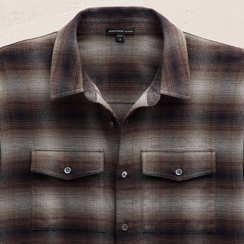 Soft Flannel Plaid Shirt in Cocoa Plaid | James Perse Los Angeles