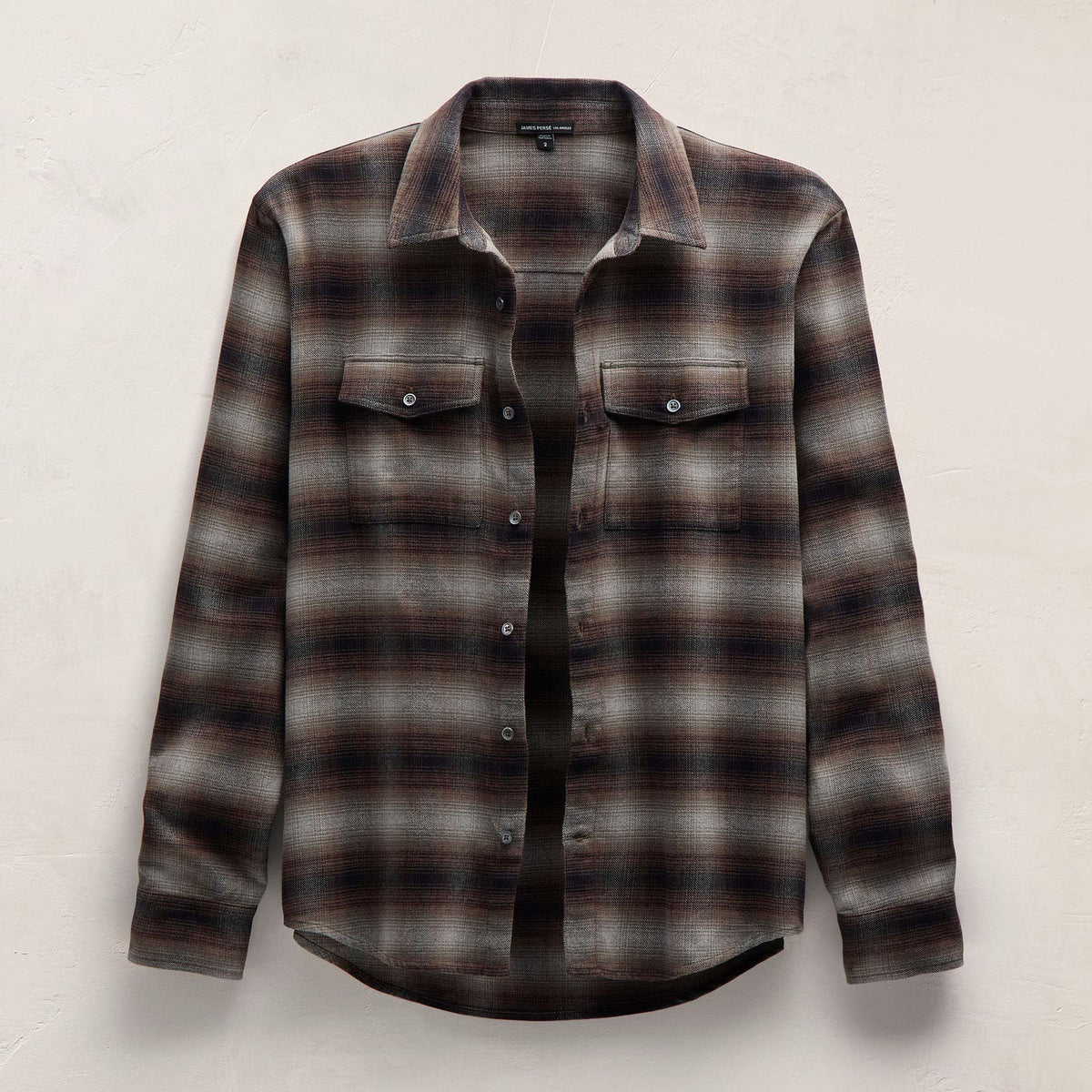 Soft Flannel Plaid Shirt in Cocoa Plaid | James Perse Los Angeles