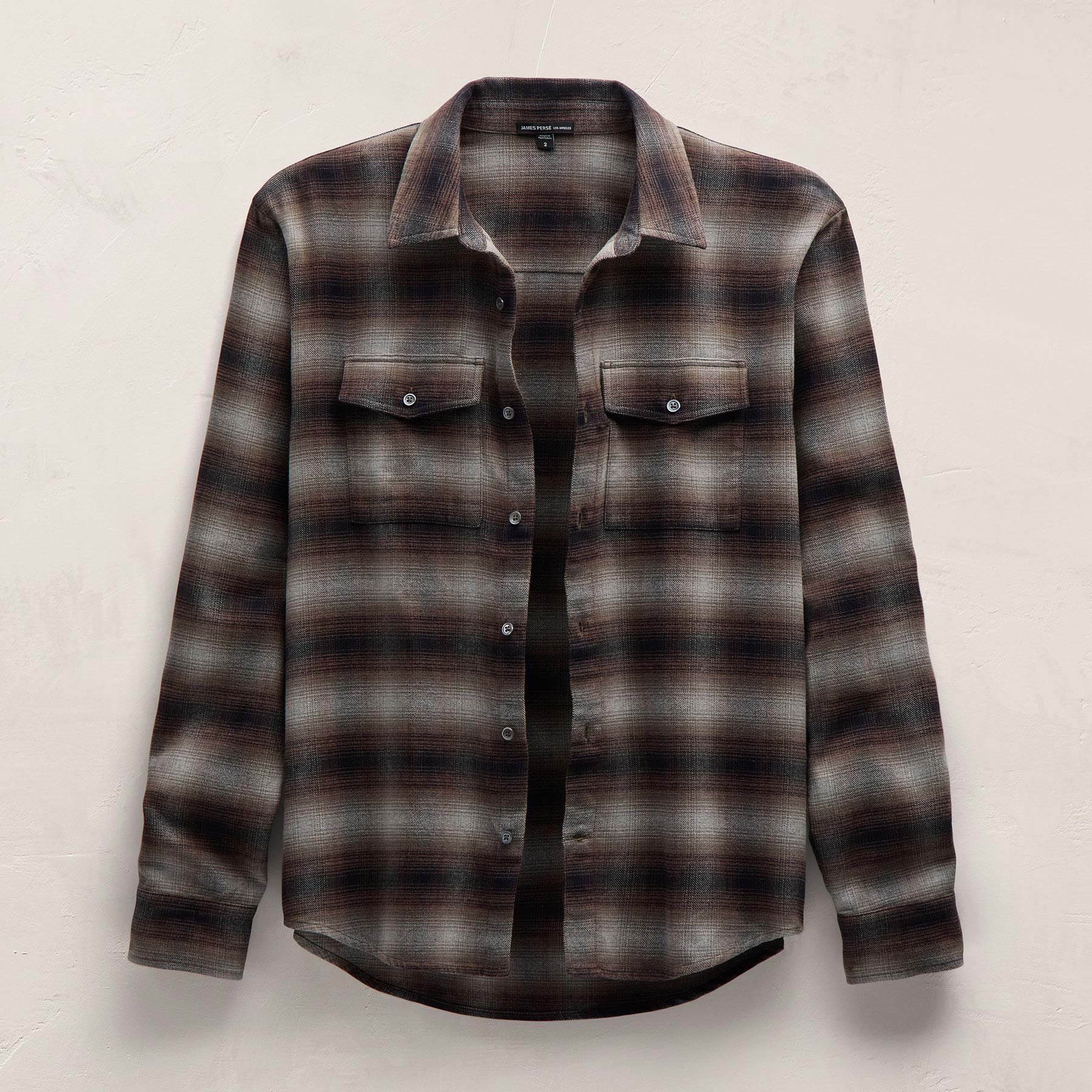 Soft Flannel Plaid Shirt in Cocoa Plaid | James Perse Los Angeles