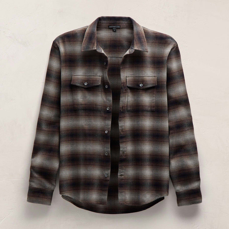 Soft Flannel Plaid Shirt in Cocoa Plaid | James Perse Los Angeles