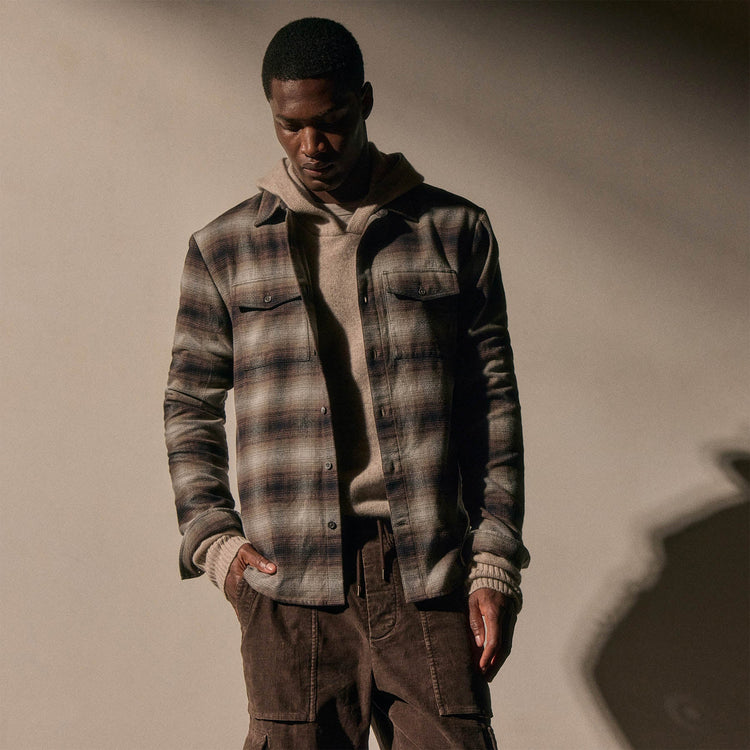 Soft Flannel Plaid Shirt in Cocoa Plaid | James Perse Los Angeles