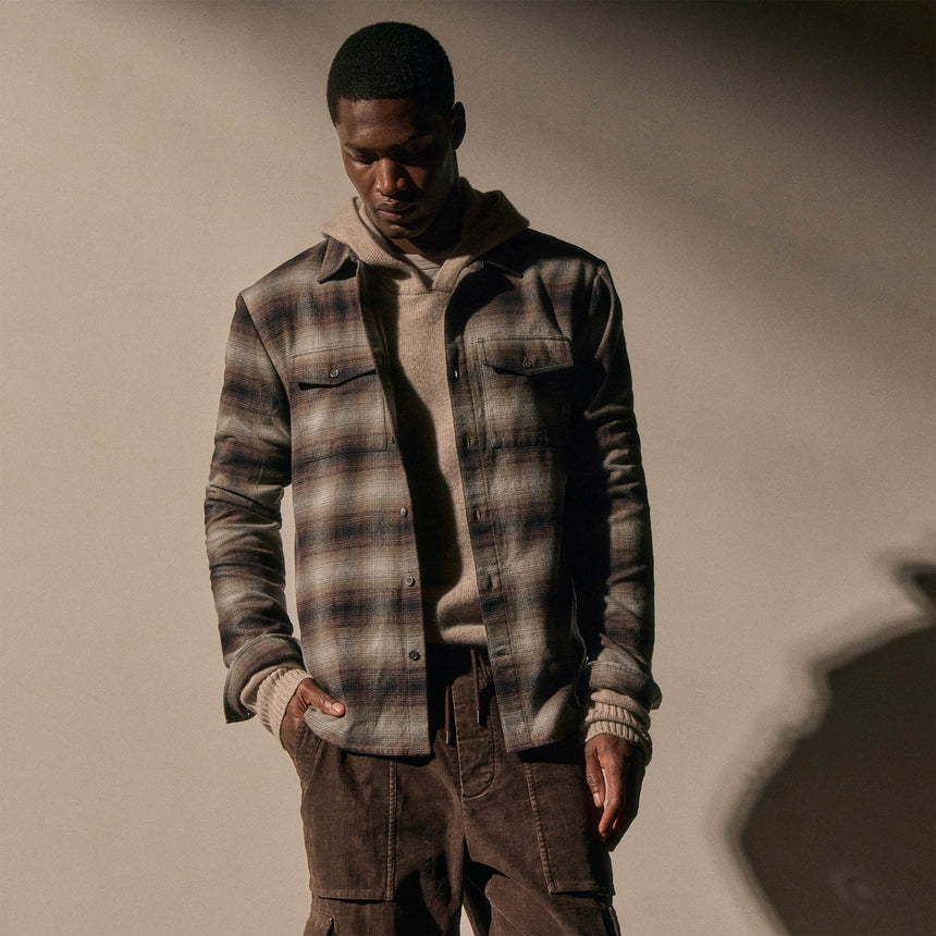 Soft Flannel Plaid Shirt in Cocoa Plaid | James Perse Los Angeles