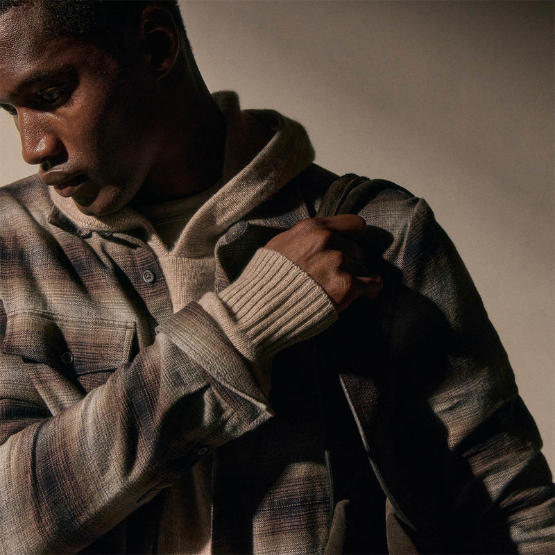 Soft Flannel Plaid Shirt in Cocoa Plaid | James Perse Los Angeles