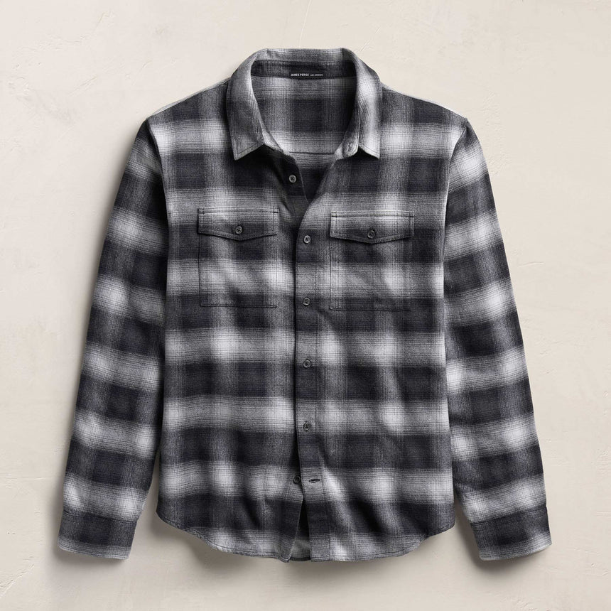 Soft Flannel Plaid Shirt - Charcoal Plaid