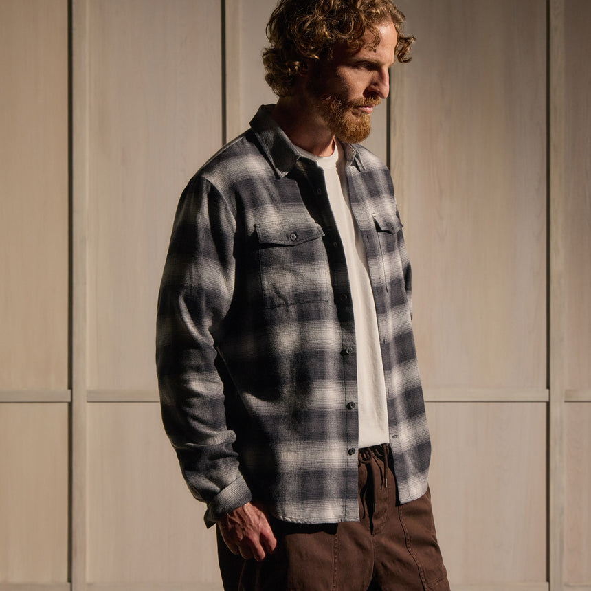 Brushed Flannel Plaid Shirt - Charcoal Plaid