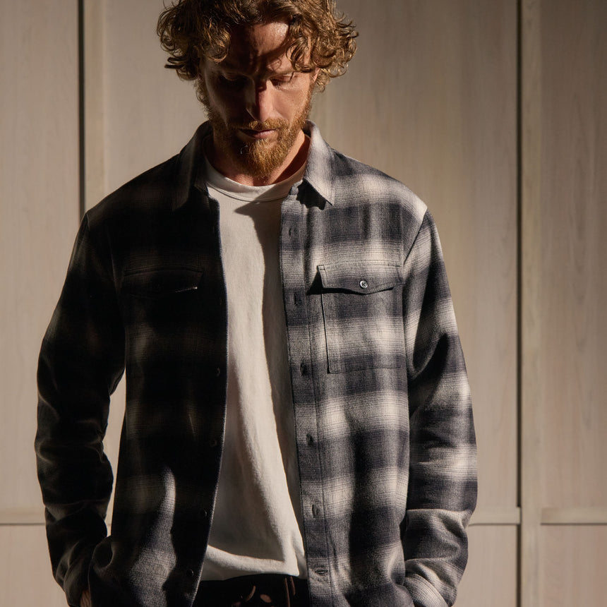 Brushed Flannel Plaid Shirt - Charcoal Plaid