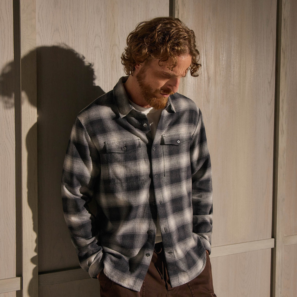 Brushed Flannel Plaid Shirt - Charcoal Plaid