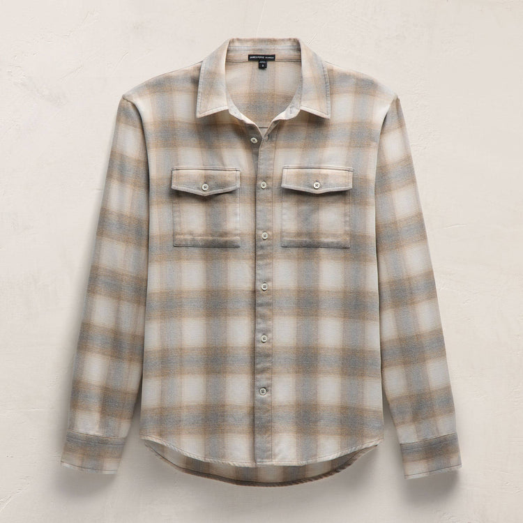 Soft Flannel Plaid Shirt in Natural Plaid | James Perse Los Angeles