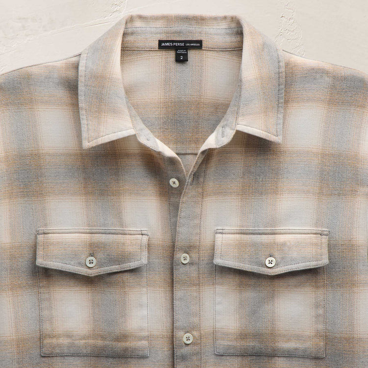 Soft Flannel Plaid Shirt in Natural Plaid | James Perse Los Angeles