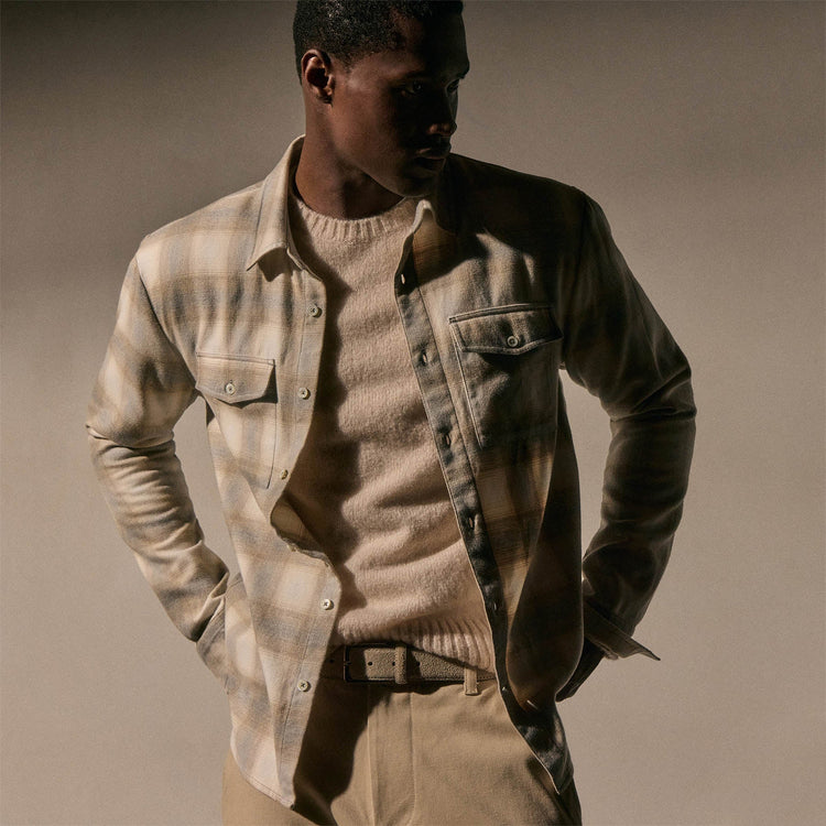 Soft Flannel Plaid Shirt in Natural Plaid | James Perse Los Angeles