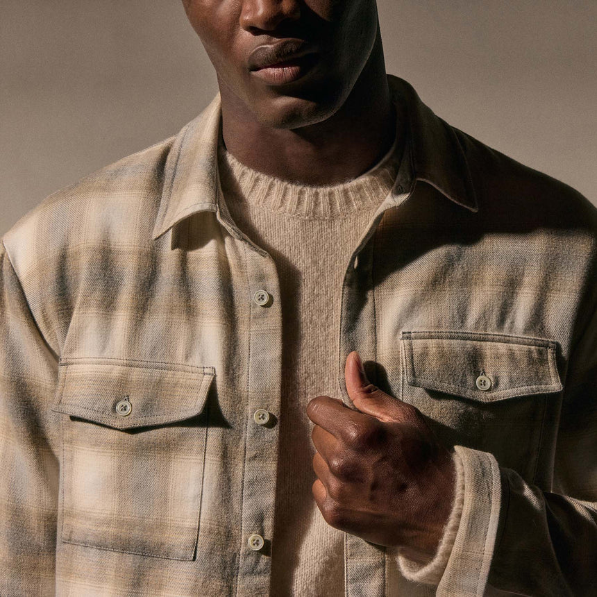 Soft Flannel Plaid Shirt in Natural Plaid | James Perse Los Angeles